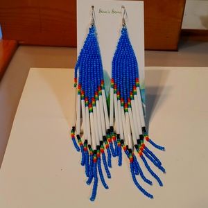 BEADED earrings long 5"